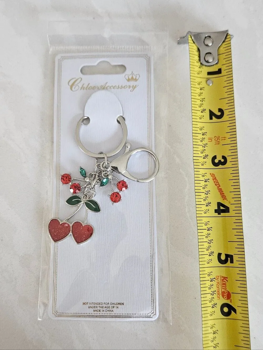 Red Cherry Heart Keychain Charm